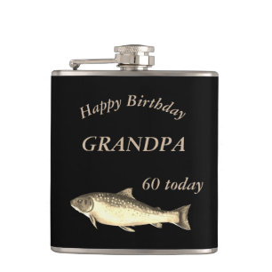 Petaca Trucha personalizada Feliz abuelo cumpleaños númer