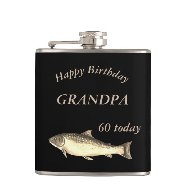 Petaca Trucha personalizada Feliz abuelo cumpleaños númer (Anverso)