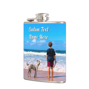 Petaca Tu foto de mascota Flask Texto personalizado