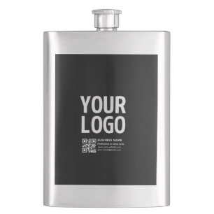 Petaca Tu logotipo con código QR editable y texto