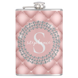 Petaca Tufted Sparkly Diamonds Blush Pink Monogram 