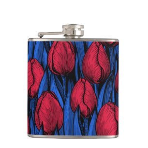 Petaca Tulipanes en rojo y azul