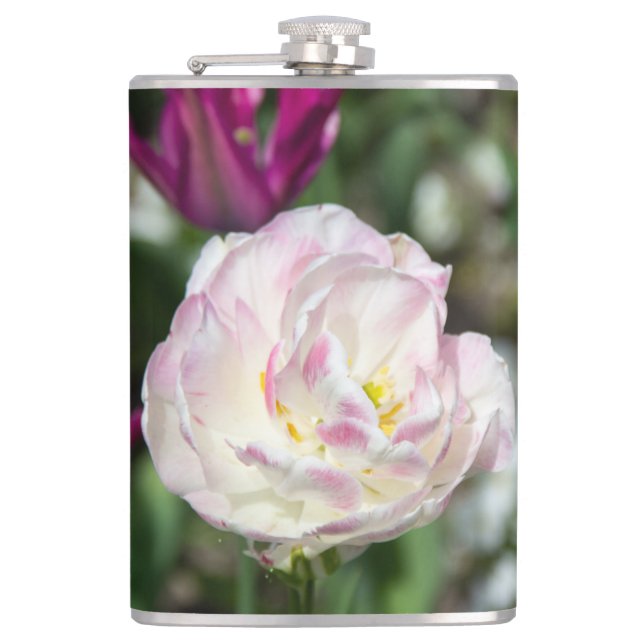 Petaca Tulipanes rosa brillante en un día soleado (Anverso)