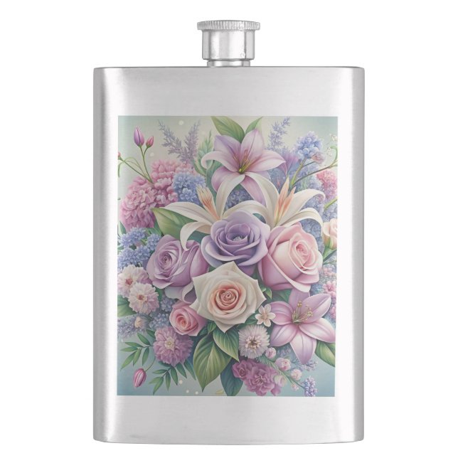 Petaca Tumblador térmico de la flor pastel (Anverso)