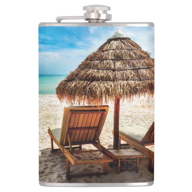 Petaca Tumbonas en la playa (Anverso)