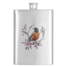 Petaca Turdus migratorius Surrounded By Mountain Laurel