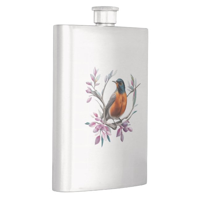 Petaca Turdus migratorius Surrounded By Mountain Laurel (Derecha)