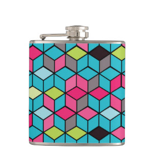 Petaca Turquesa y modelo rosado del cubo