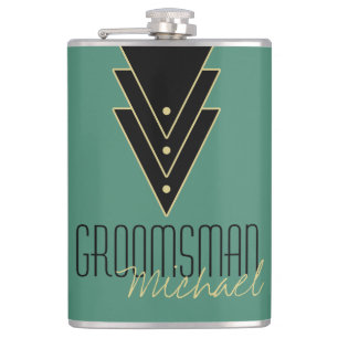 Petaca Tuxedo Art Deco Groomsman moderno