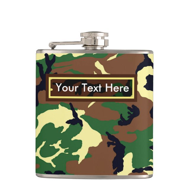 Petaca U.S. Military Woodland Camo 6 oz o 8 oz Flask (Anverso)