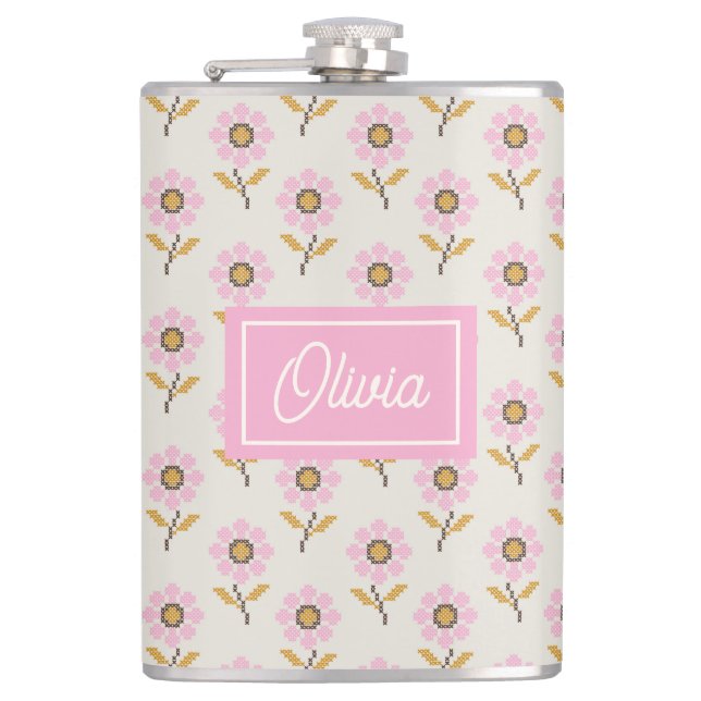 Petaca Ukrainian Folk Cross Stitch Floral Pattern (Anverso)