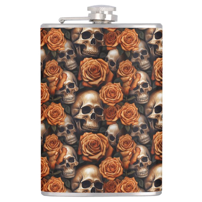 Petaca Un diseño de la serie Una Calavera y Rosas 9 (Anverso)