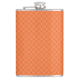Petaca un fondo naranja y amarillo con cuadrados pequeños