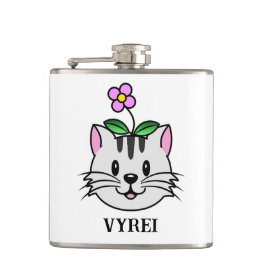 Petaca Un gato Personalizado con flor en la cabeza