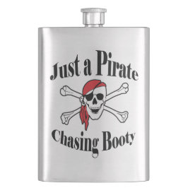 Petaca Un pirata persiguiendo a Booty - un cráneo colorid