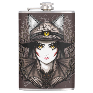 Petaca Un retrato cursi de bruja de Gato de Brujas Hallow