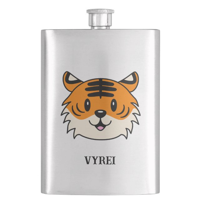 Petaca Un tigre Personalizado sonriente y agudo (Anverso)