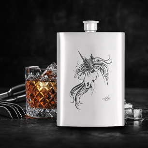 Petaca Unicornio de tinta negra tribal