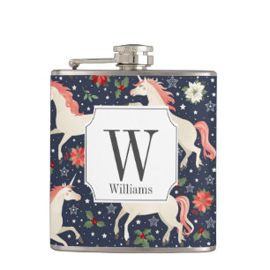 Petaca Unicornios festivos del navidad del monograma