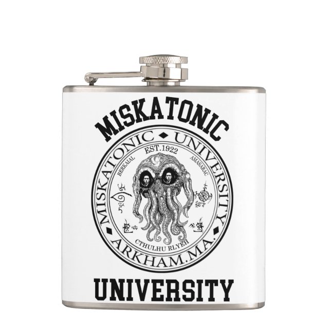 Petaca Universidad CTHULHU HP LOVECRAFT de Miskatonic (Anverso)