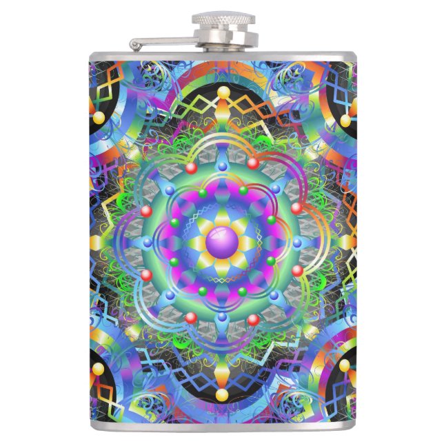 Petaca Universo Mandala Colores Psicodélicos (Anverso)