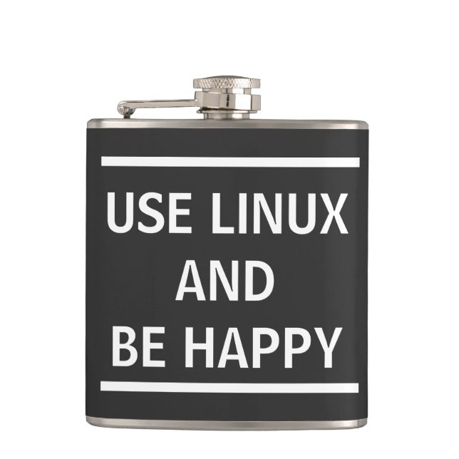 Petaca Usar Linux y ser feliz (Anverso)