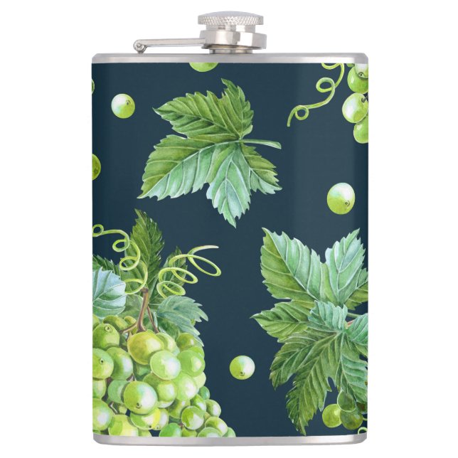 Petaca Uva verde: Patrón oscuro de acuarela (Anverso)