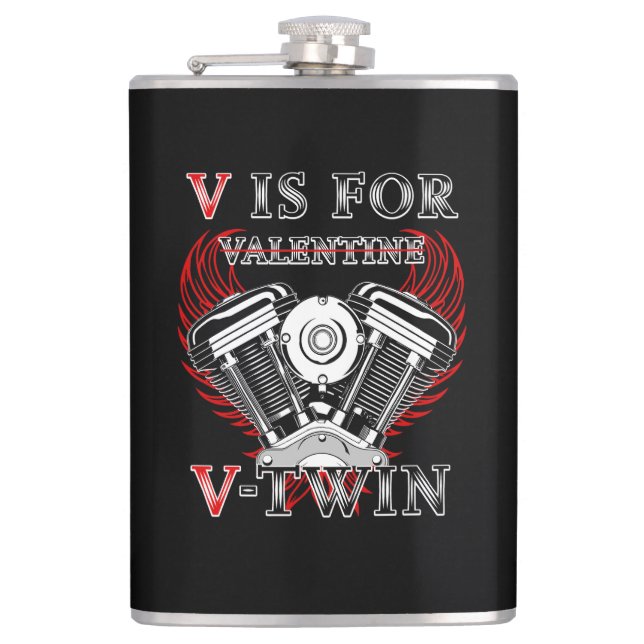 Petaca V is for Valentine, V-Twin Motorcycle. Biker (Anverso)