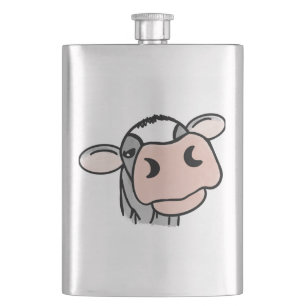 Petaca vaca de dibujos animados negro blanco rosa beso gr