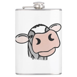 Petaca vaca de dibujos animados negro blanco rosa beso gr