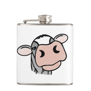 Petaca vaca de dibujos animados negro blanco rosa beso gr