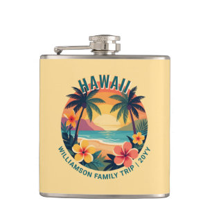 Petaca Vacación familiar personalizada retro Hawaii tropi