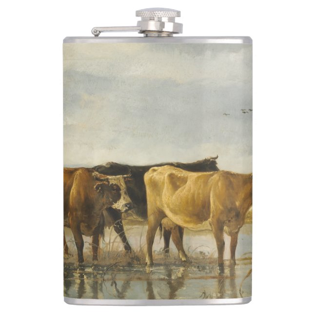 Petaca Vacas en un río Aelbert Cuyp (Anverso)