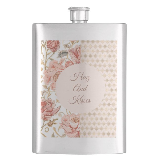 Petaca Valentine's Day, Hug and Kisses, Flowers, Pixels (Anverso)