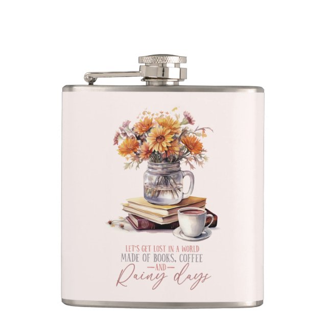 Petaca Vamos a perdernos - Libros, café y Rústica de Lluv (Anverso)