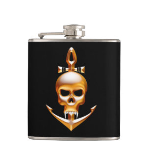 Petaca Vampiro del oro y cráneo del ancla