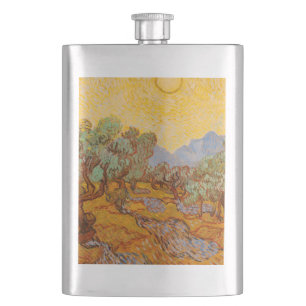 Petaca Van Gogh Olive Trees cielo amarillo