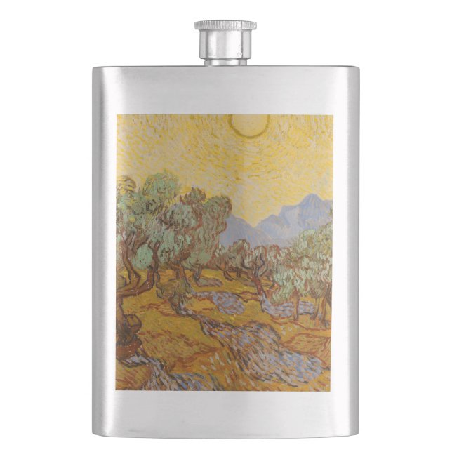 Petaca Van Gogh Olive Trees cielo amarillo (Anverso)