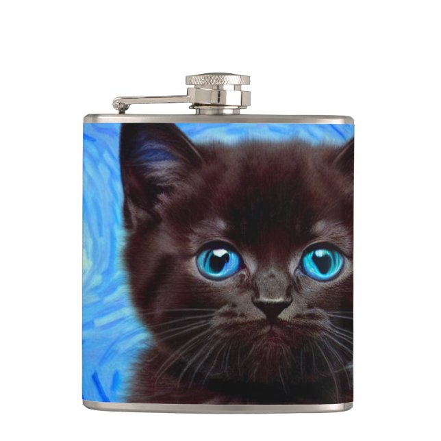 Petaca Van Gogh Starry Night Black Cat (Anverso)