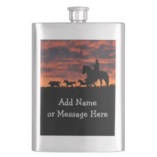 Petaca Vaquero clásico y Personalizable de atardecer