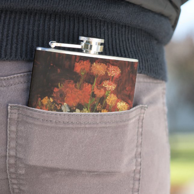 Petaca Vase de vida con zinnias de Vincent van Gogh (In Situ)