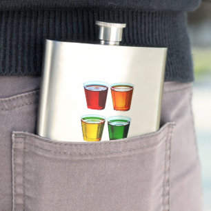 Petaca vasos de chupito de SlipperyJoe's seis tazas dispu