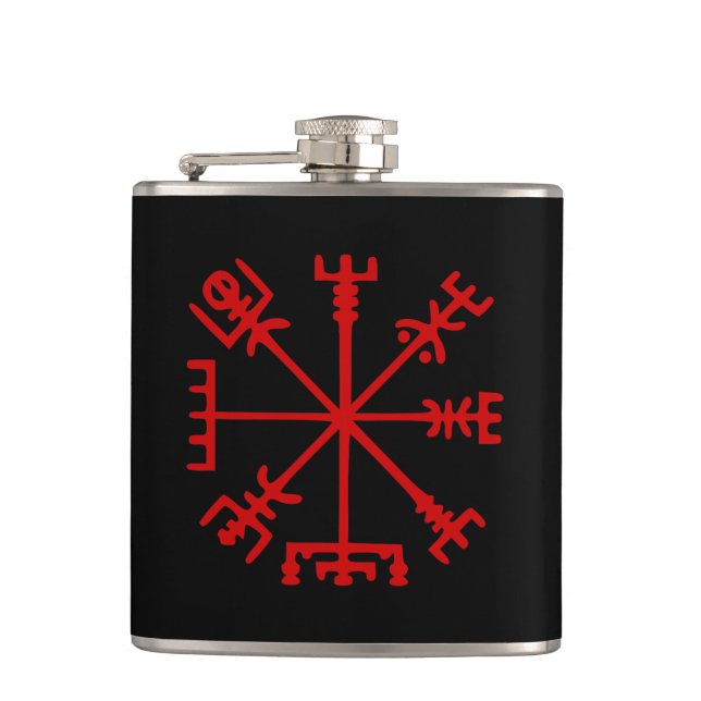 Petaca Vegvísir Rojo Sangre (Vegvísir Viking) (Anverso)