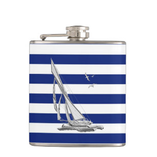 Petaca Velero del cromo en rayas de la marina de guerra