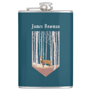 Petaca Venado en bosques de aves / Nombre personalizado