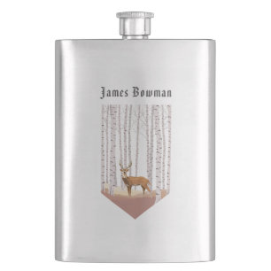 Petaca Venado en bosques de aves / Nombre personalizado