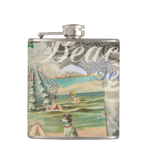 Petaca verano playa vintage pulpo antiguo velero