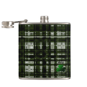 Petaca Verde oliva plateado con encanto grisáceo