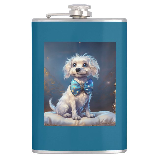 Petaca Very Cute Lil Doggie With Blue Bow Tie (Anverso)