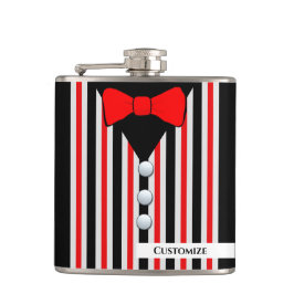 Petaca Vest Pinstriped Vest & Red Bow Tie Vinyl Envuelto